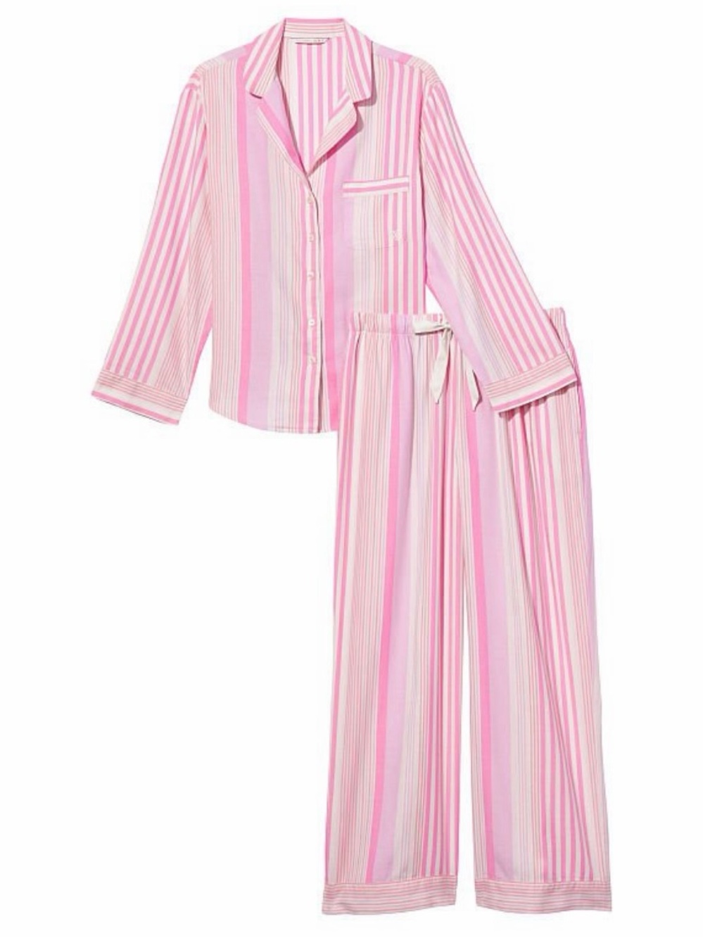 Victoria’s Secret Pink Striped Pajama Set - Long Sleeve Top & Pants - XXL
